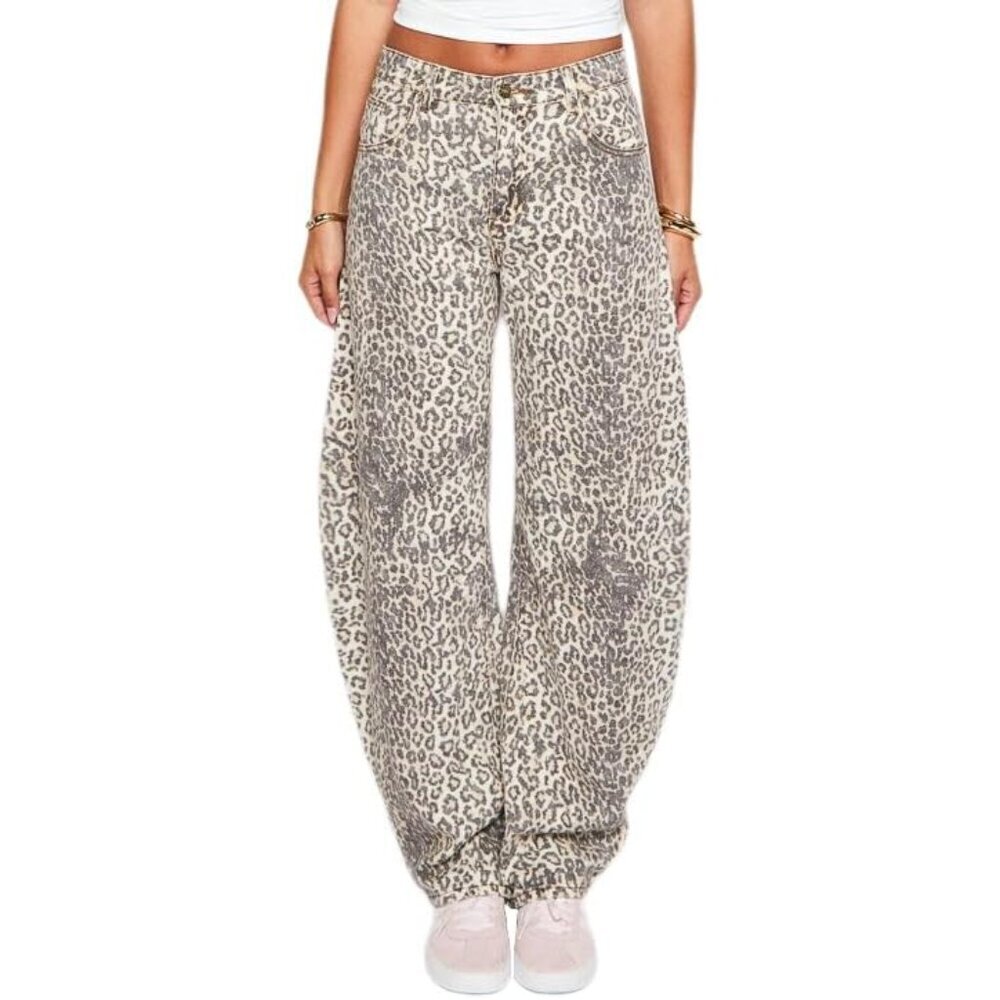 Women's Wide Leg Denim Pants Mid-weight No Stretch Casual Easy Care